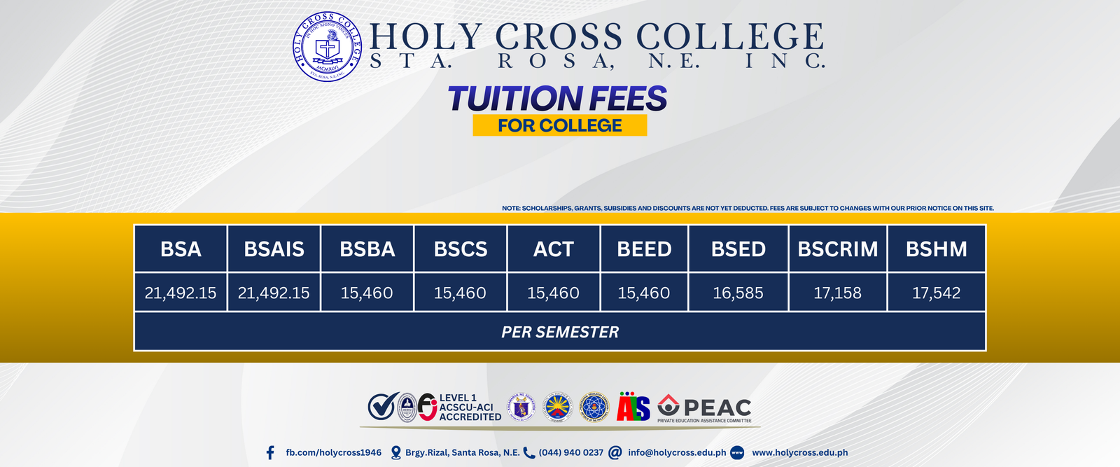 College Department Fees